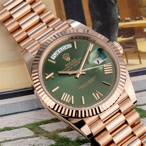 rolex day date olive white gold|rolex day date 40 228235.